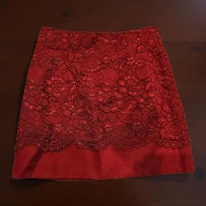 H&M Red Lace Mini Skirt. Size 8. Excellent Condition!